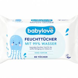 Babylove drėgnos servetėlės 99 % vandens 80 vnt
